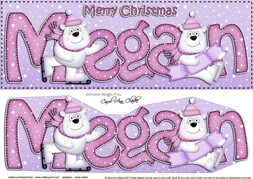 Large DL Merry Christmas MEGAN 3D decoupage