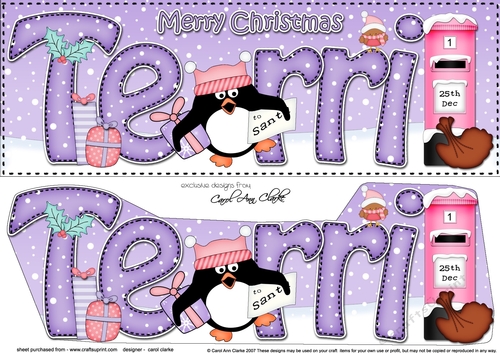 Large DL Merry Christmas TERRI 3D decoupage