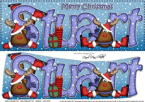 Large DL Merry Christmas STUART 3D decoupage