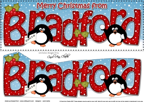 Large DL Merry Christmas from BRADFORD 3D decoupage 