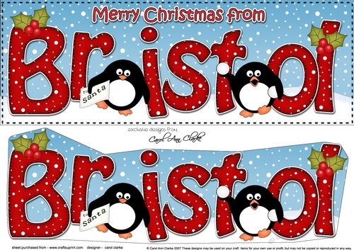 Large DL Merry Christmas from BRISTOL 3D decoupage 