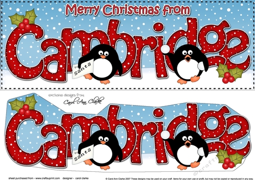 Large DL Merry Christmas from CAMBRIDGE 3D decoupage 