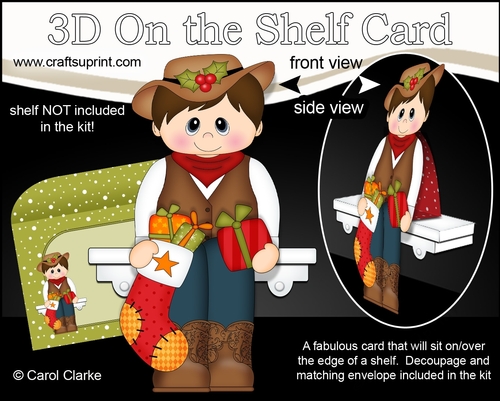 3D On the Shelf Card Kit - Christmas Line Dancer Laramie is having fun at the Hoedown