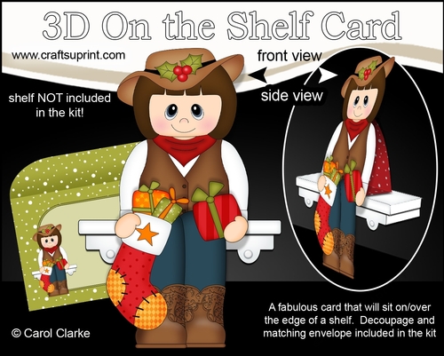 3D On the Shelf Card Kit - Christmas Line Dancer Sierra is having fun at the Hoedown
