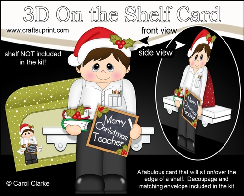 3D On the Shelf Card Kit - Christmas Teacher Mr Brown