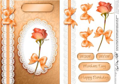 A5 Rose, Lace and Pearls Quick Card with 3D Decoupage