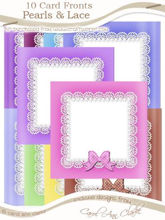 Square Pearls and Lace Card Fronts Kit