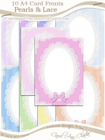 A4 Pearls and Lace Card Fronts Kit