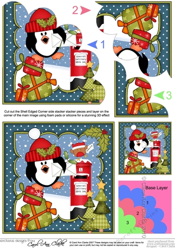Christmas Pip Penguin Posts a Letter to Santa Shell Edged Corner side stacker