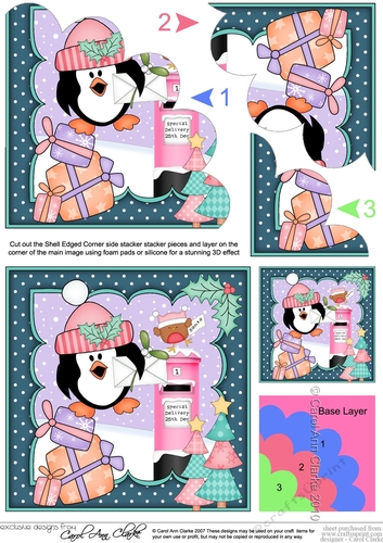 Christmas Pip Penguin Posts a Letter to Santa Shell Edged Corner side stacker