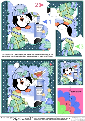 Christmas Pip Penguin Posts a Letter to Santa Shell Edged Corner side stacker