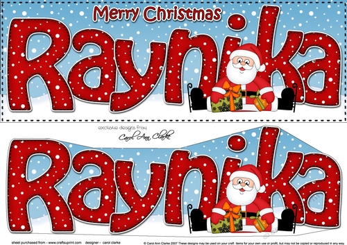 Large DL Merry Christmas RAYNIKA 3D decoupage 