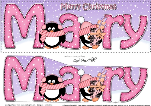 Large DL Merry Christmas MARY 3D decoupage 