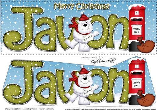 Large DL Merry Christmas JAVON 3D decoupage 