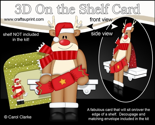 3D On the Shelf Card Kit - Rudolph has a Christmas Cracker