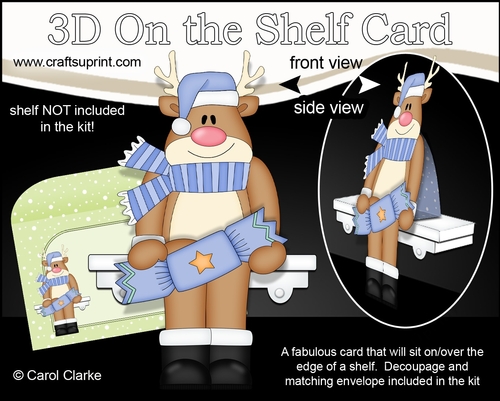 3D On the Shelf Card Kit - Rudolph has a Christmas Cracker