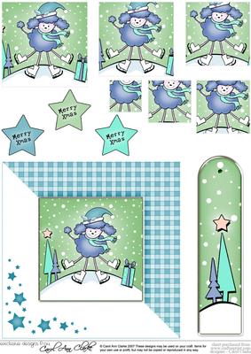 Cute Xmas Poodle Quick Card with Pyramage Toppers