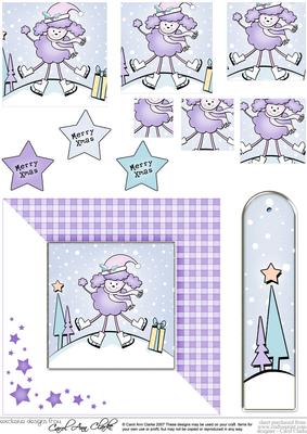 Cute Xmas Poodle Quick Card with Pyramage Toppers