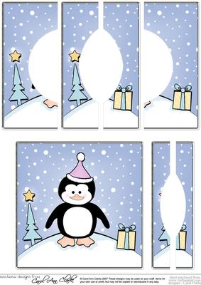 Cheeky Xmas Penguin Quick Card with Circular Side Stacker
