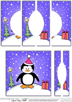 Cheeky Xmas Penguin Quick Card with Circular Side Stacker