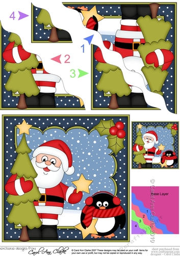 Christmas Santa and Pip Penguin are bringing home the Christmas Tree Wavy Corner Side Stacker