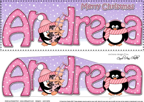 Large DL Merry Christmas ANDREA 3D decoupage 