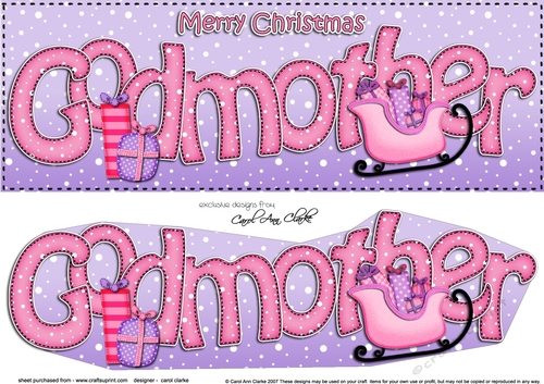 Large DL Merry Christmas GODMOTHER 3D decoupage 