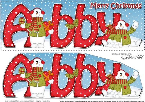 Large DL Merry Christmas ABBY 3D decoupage