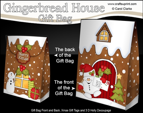 3D Christmas Snowball Sam has a Letter for Santa at the Gingerbread House Gift Bag Mini Kit