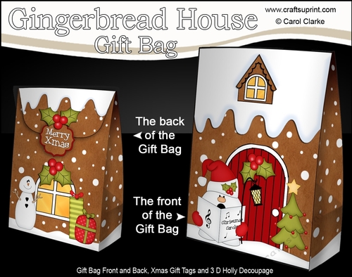 3D Christmas Snowball Sam is Carol Singing at the Gingerbread House Gift Bag Mini Kit