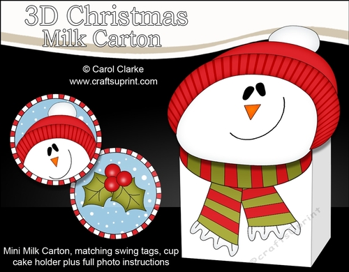 3D Christmas Snowman Rio Milk Carton Gift or Treat Box