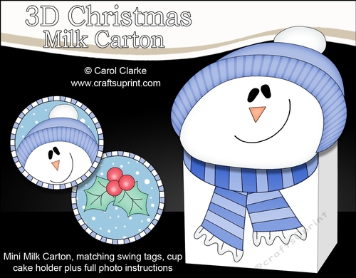 3D Christmas Snowman Rio Milk Carton Gift or Treat Box