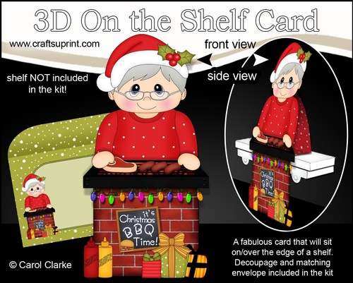 3D On the Shelf Card Kit - Christmas Old Man has a Festive Barbeque
