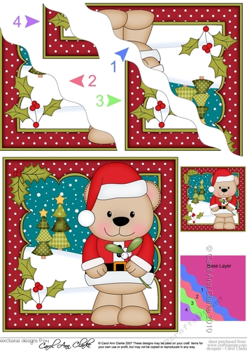 Christmas Livvy Bear has some Mistletoe Wavy Corner side stacker Topper