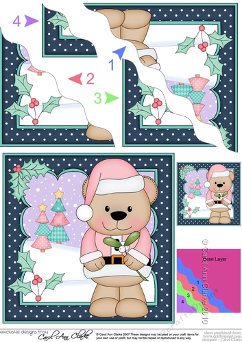 Christmas Livvy Bear has some Mistletoe Wavy Corner side stacker Topper