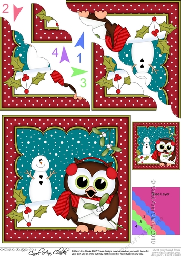 Christmas Little Hoot Owl has a Letter for Santa Scallop Corner Topper