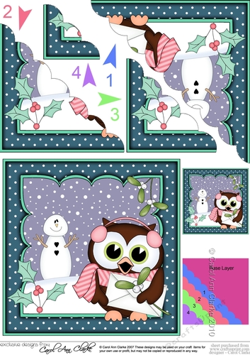 Christmas Little Hoot Owl has a Letter for Santa Scallop Corner Topper