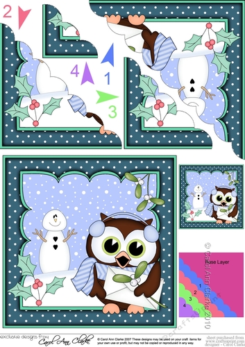 Christmas Little Hoot Owl has a Letter for Santa Scallop Corner Topper