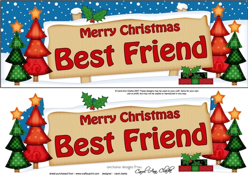 large DL Christmas BEST FRIEND Trees Signpost Easicut decoupage