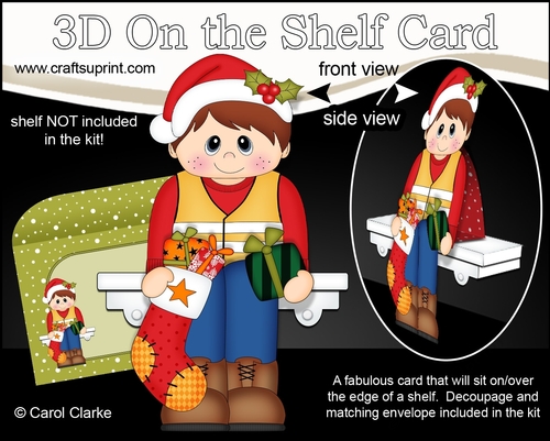 3D On the Shelf Card Kit - Christmas Young Workman Sonny is ready for work