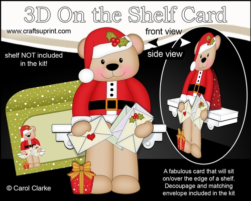 3D On the Shelf Card Kit - Christmas Livvy Bear has lots of cards to deliver