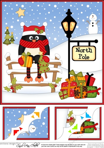 8 x 8 Christmas at the North Pole Pip Penguin has a Present & Christmas Tree