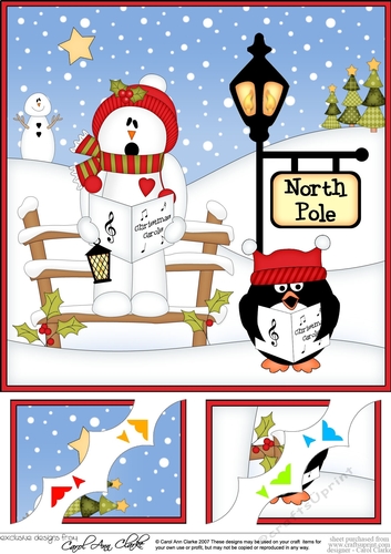 8 x 8 Christmas at the North Pole Snowman Rio &  Pip Penguin go Carol Singing