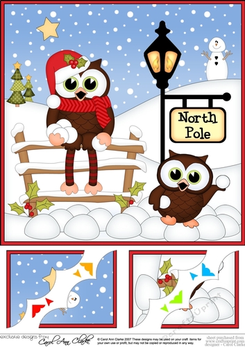 8 x 8 Christmas at the North Pole Snowman Little Hoot Owls have a Snowball Fight