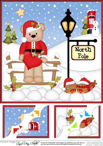 8 x 8 Christmas at the North Pole Snowman Cute Little Livvy Bear has a Christmas Heart