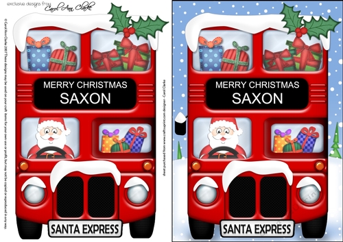 A5 Christmas Santa Express SAXON 3D decoupage 