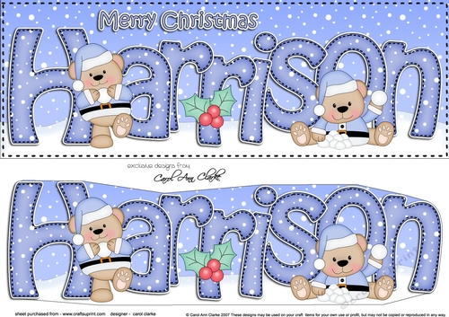 Large DL Merry Christmas HARRISON 3D decoupage 