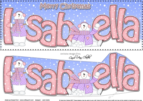 Large DL Merry Christmas ISABELLA 3D decoupage 