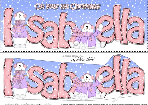 Large DL Merry 1st Christmas ISABELLA 3D decoupage 