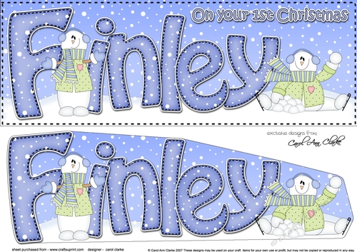 Large DL Merry 1st Christmas FINLEY 3D decoupage 